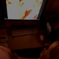 GF sucks my cock while she watches porn