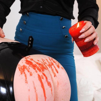 Paige Delight redhead mistress spanks ass from latex sub Angel