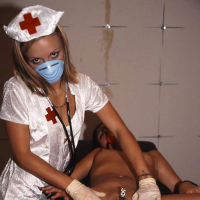 Lesbians on nurse uniform having a massive orgy with huge dildos