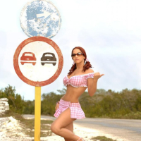 Bianca Beauchamp uses her curves to hitch