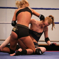Gitta Blond and and Bianka Lovely fight in a ring