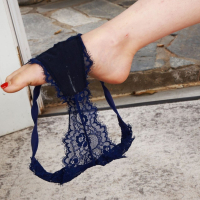 Hot Jackie Hoff peels off sexy blue lingerie exposing her bushy twat