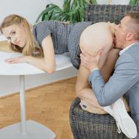Beautiful young chick Nikki Riddle loves to suck and spread pussy for dick
