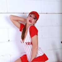 Baseball hottie Cate Harrington toys her tight pink pussy