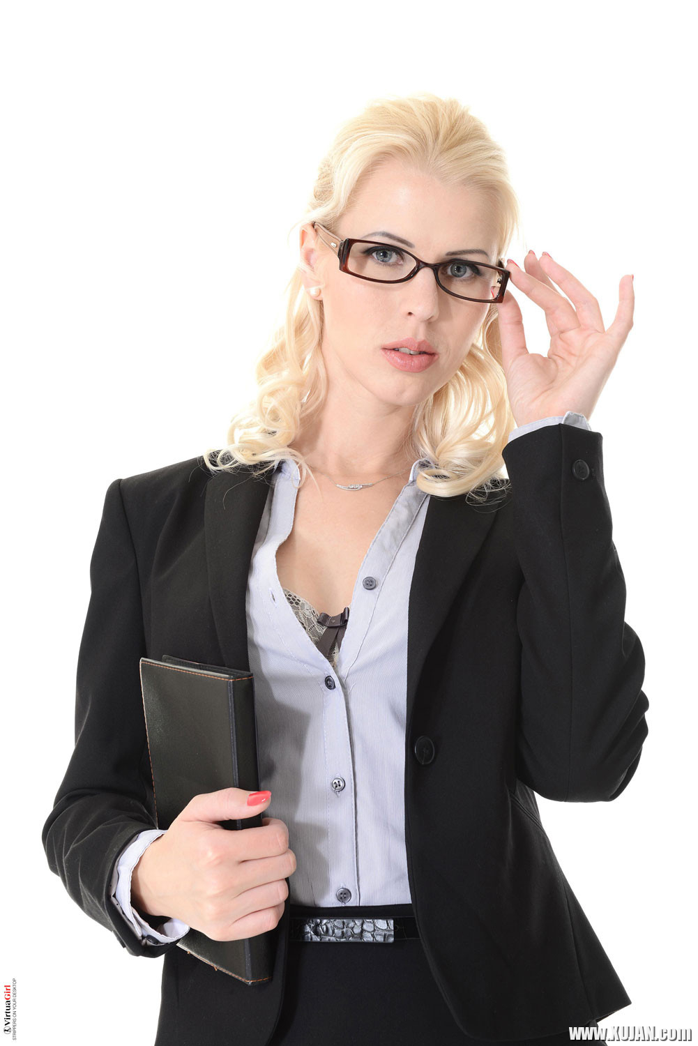 Sexy blonde boss Ms Lynna stripping and posing - Photo #3016109