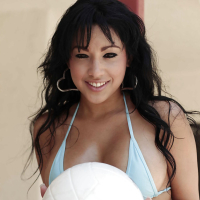 Big titted Latina babe Abella Anderson is into sports and stripping