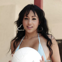 Big titted Latina babe Abella Anderson is into sports and stripping