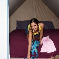 Isabella Sky DPing herself with a string of beads
