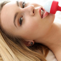 Closeup of sexy Alecia Fox pleasuring her pussy with a vibrator