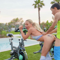 Busty and booty blonde babe Angie Lynx gets pumped with a big dick