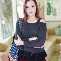 Horny redhead beauty April Reid gets down and dirty with a man