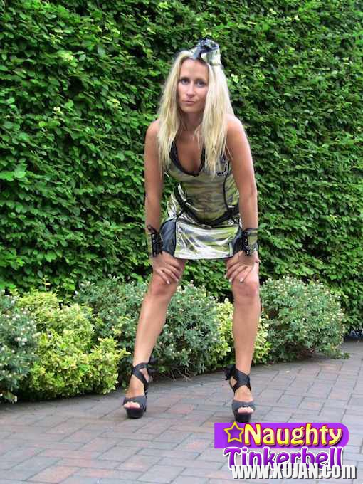 Naughty Tinkerbell flashing shaved Pussy in Public - Photo #3063248