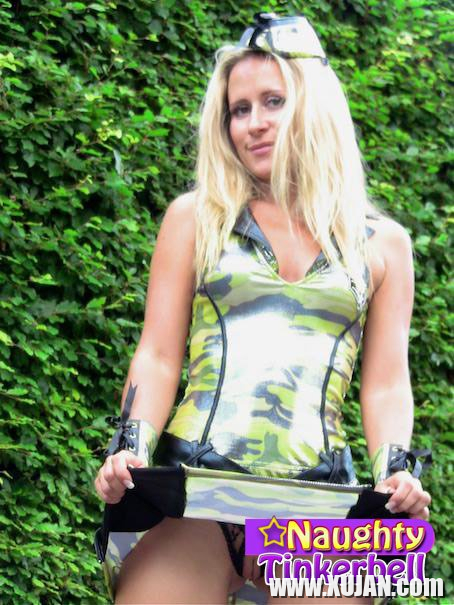 Naughty Tinkerbell flashing shaved Pussy in Public - Photo #3063249