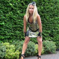 Naughty Tinkerbell flashing shaved Pussy in Public