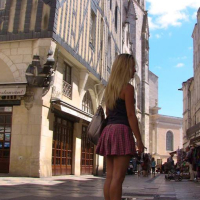 Naughty Tinkerbell flashing shaved Pussy in Public