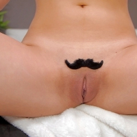 Strange babe Shae Summers has a sexy mustache on her pussy