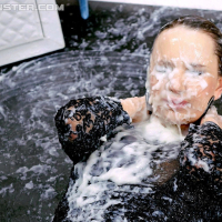 Nasty Angel Piaff gets bathed in fake spunk