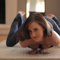 Jayden Taylors spreads wide during Yoga Class