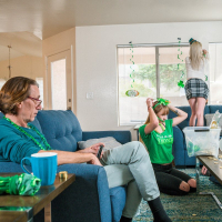 Angel Youngs and Katie Monroe have a St Patricks Day foursome