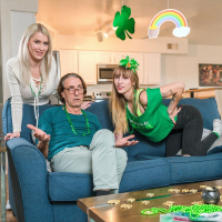Angel Youngs and Katie Monroe have a St Patricks Day foursome
