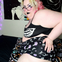 Chubby Goth Girl in pjs