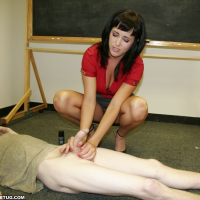 Kinky teacher Dixie Comet milking stiff dick for punishment