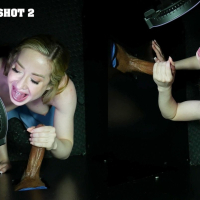 Lovely blonde Alaina Taylor sucks dicks and eats cum through the gloryhole