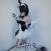 Sexy Clown Girl Harlequin y gnahatum e im Helouin Cosplay y