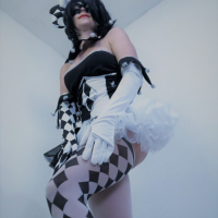 Sexy Clown Girl Harlequin y gnahatum e im Helouin Cosplay y