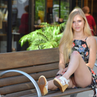 Blonde Alex Grey with hot ass and natural tits fingering herself in public