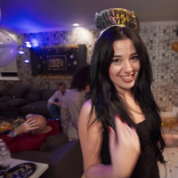 Hot girl Vanessa Marie sucks and fucks on New Year party