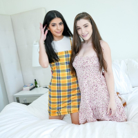 Kinky chicks Angel Gostosa and Lily Lou enjoys passionate 4some fucking