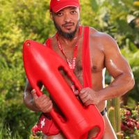 Busty lifeguard Rebel Rhyder gets fucked by bisexual guys during anal 3some
