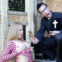 Nikki Delano bangs a priest and swallows his jizz