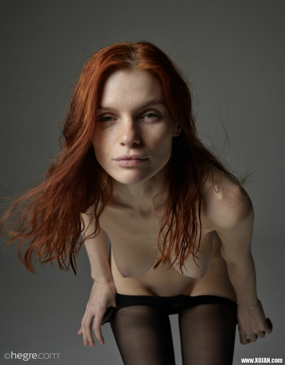 Redhead model Vi Kolodko in black stockings fooling around - Photo #3161138
