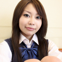 Japanese schoolgirl Yuri Aine lets a guy play with her pussy