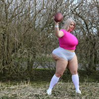 Sexy BBW chick Natasha Crown gets in some NFL football practice