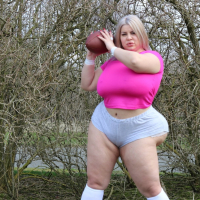 Sexy BBW chick Natasha Crown gets in some NFL football practice