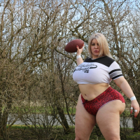 Sexy BBW chick Natasha Crown gets in some NFL football practice