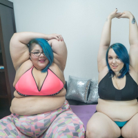 Naughty Crystal Blue tries out a new toy with a friend