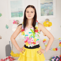Skinny brunette Agnesia takes everything off for Amour Angels