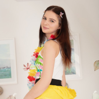 Skinny brunette Agnesia takes everything off for Amour Angels