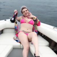 Cute Emmy Demure lounges on Her Boat at Lake