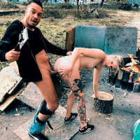 Horny Claudia Bitch enjoys stiff pecker outdoors