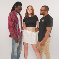 Redhead Katrina Marie enjoys during interracial MMF threesome