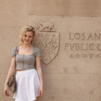 Blonde babe Catie Parker flashes in public Library