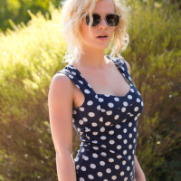 Catie Parker looking sexy in her polka dot Dress