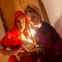 Katerina Hartlova having scary fun with her new bae at Halloween