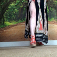 BBW Samantha 38G whoes off her feet in big wedge shoes