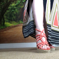 BBW Samantha 38G whoes off her feet in big wedge shoes